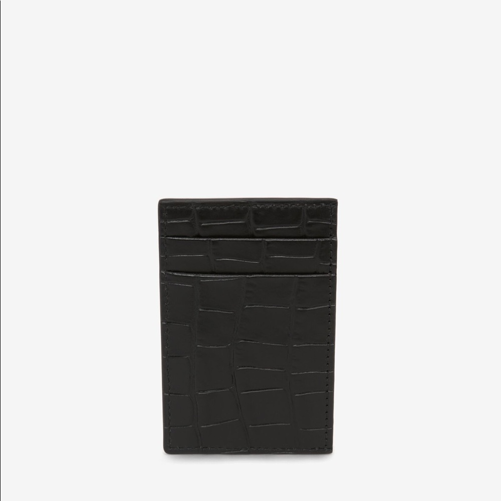 Alexander McQueen Men's Embossed Croc Card Holder in Black